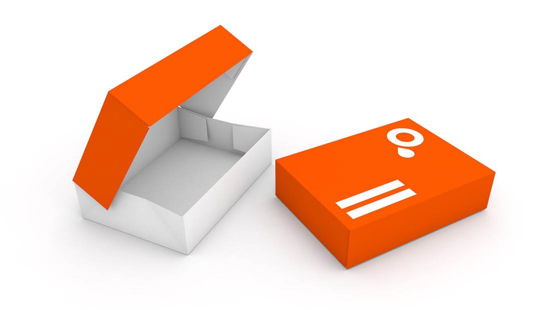 Vouwdoos met gelijmde 6 punt verbinding en deksel