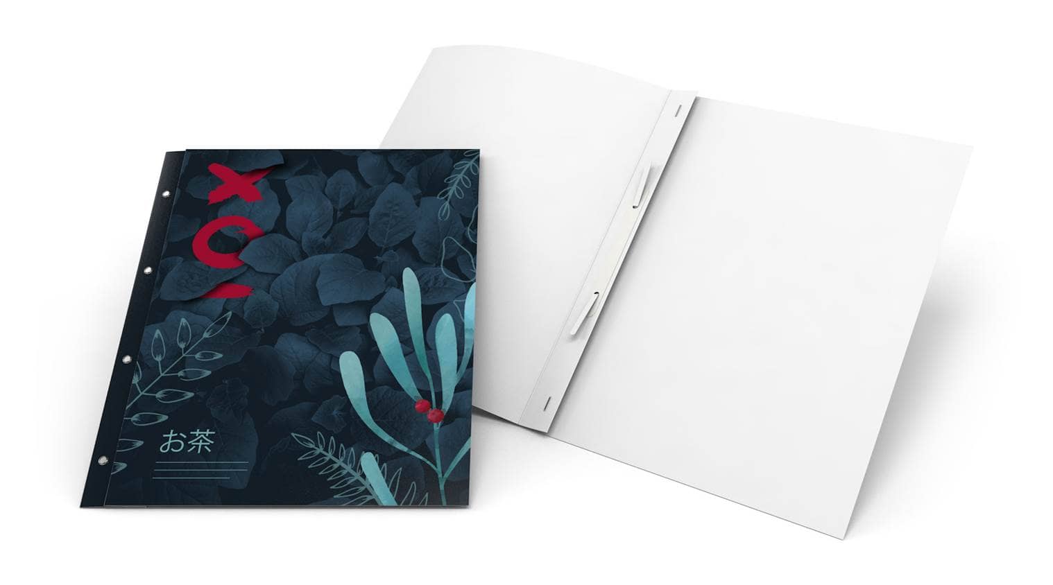 Presentatiemap met hechtogen en hechtstrip